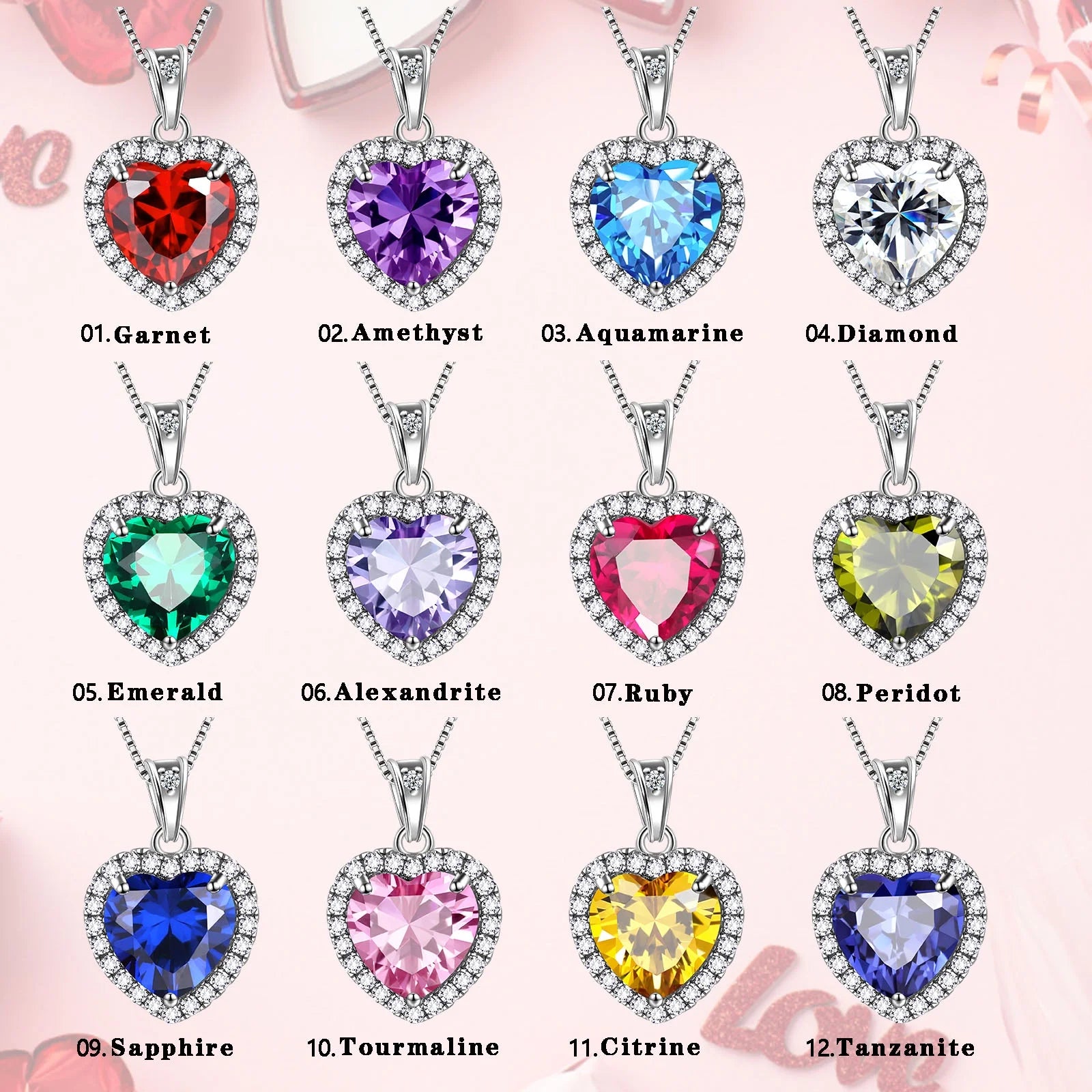 June Birthstone Jewelry Sets Women Alexandrite Heart Jewelry Set Necklace Earrings 925 Sterling Silver Fine Jewelry Girls Birthday Mother'S Day Gifts